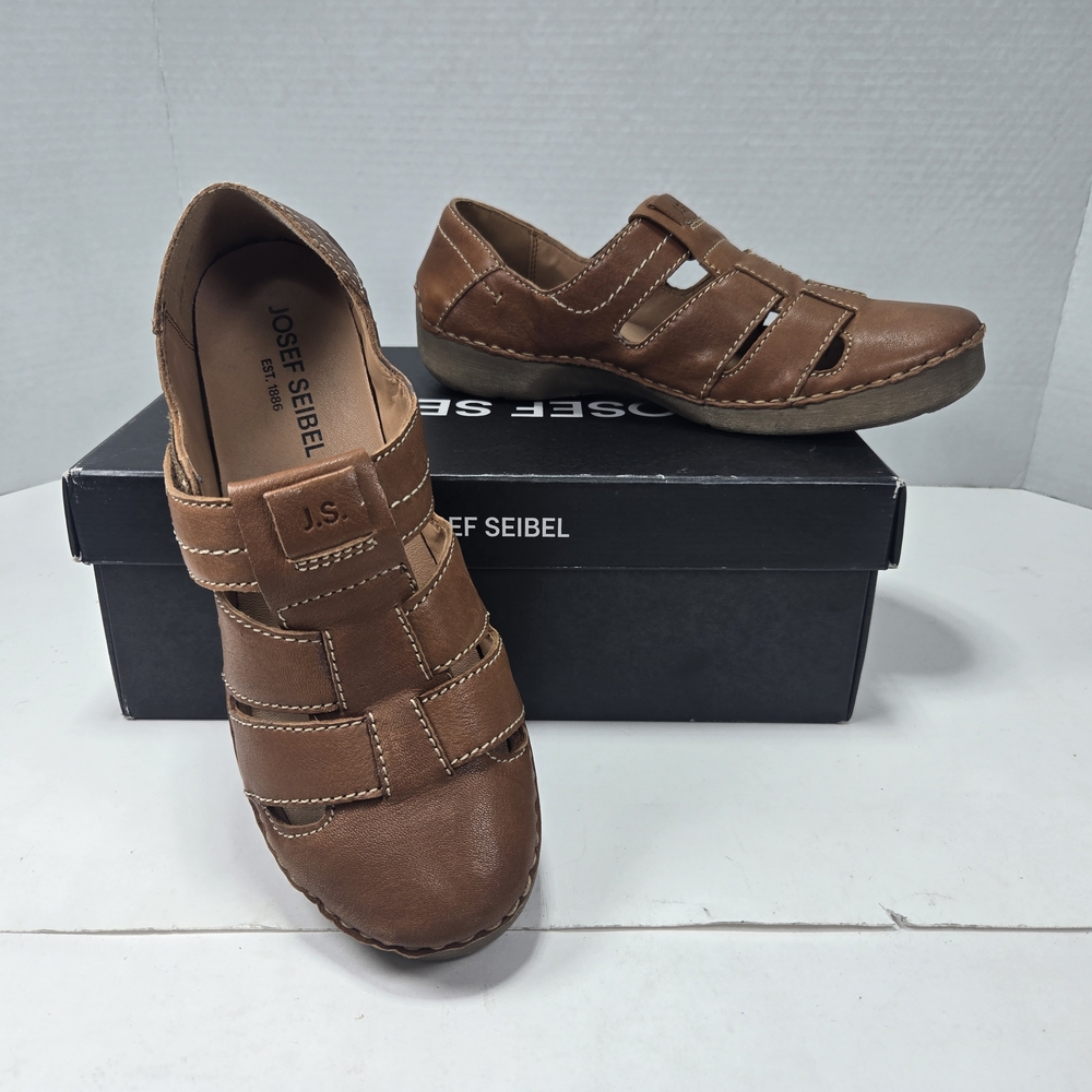 Josef Seibel Brown Women's Fergey 59 Fisherman Leather Sandal Shoes Size 7-7.5 - Picture 1 of 10